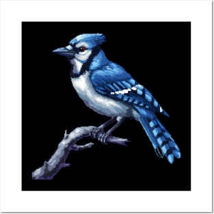 Pixelated Blue Jay Artistry Posters and Art